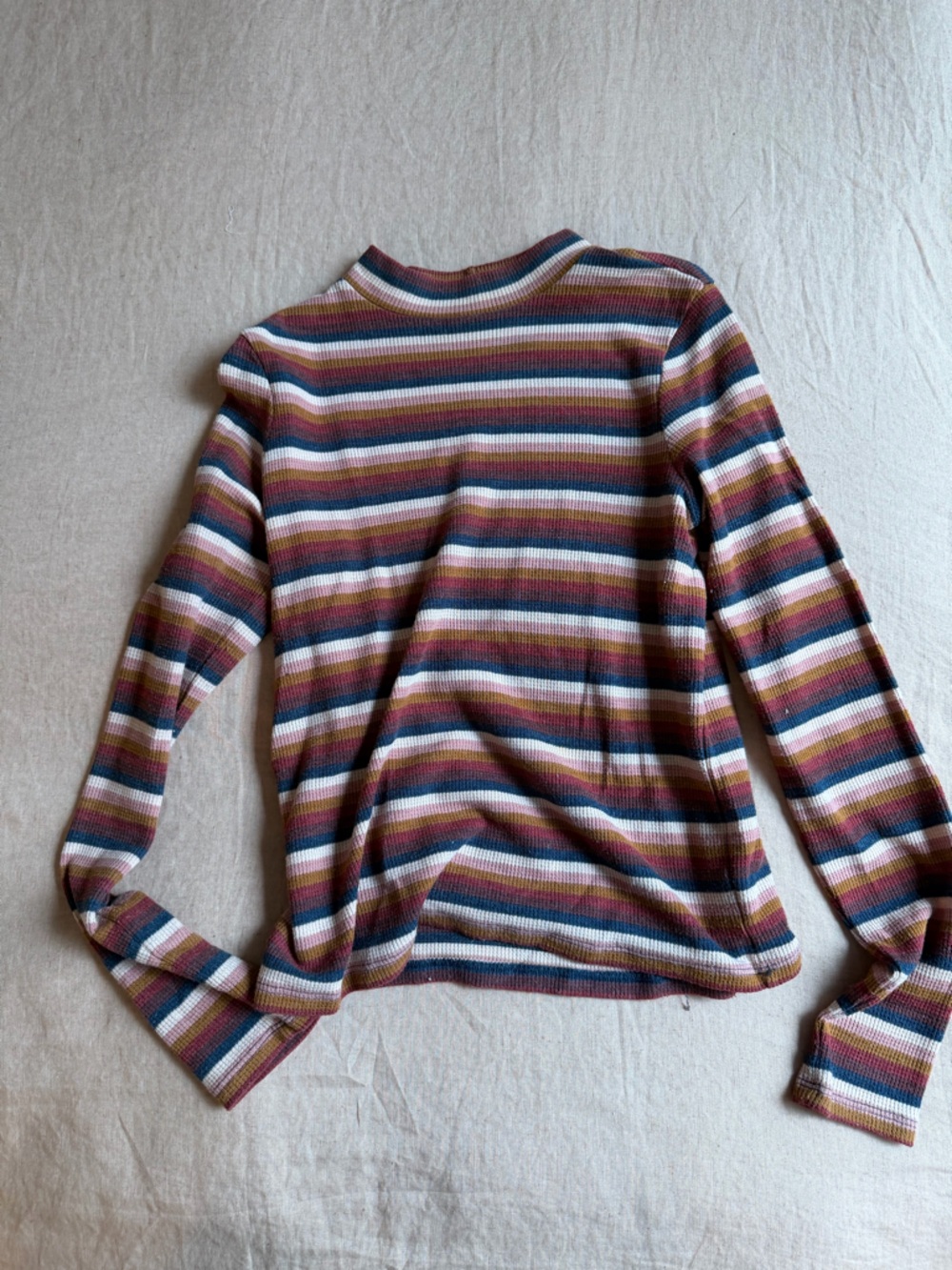 Striped Off-Shoulder Long Sleeve Top in Multicolor